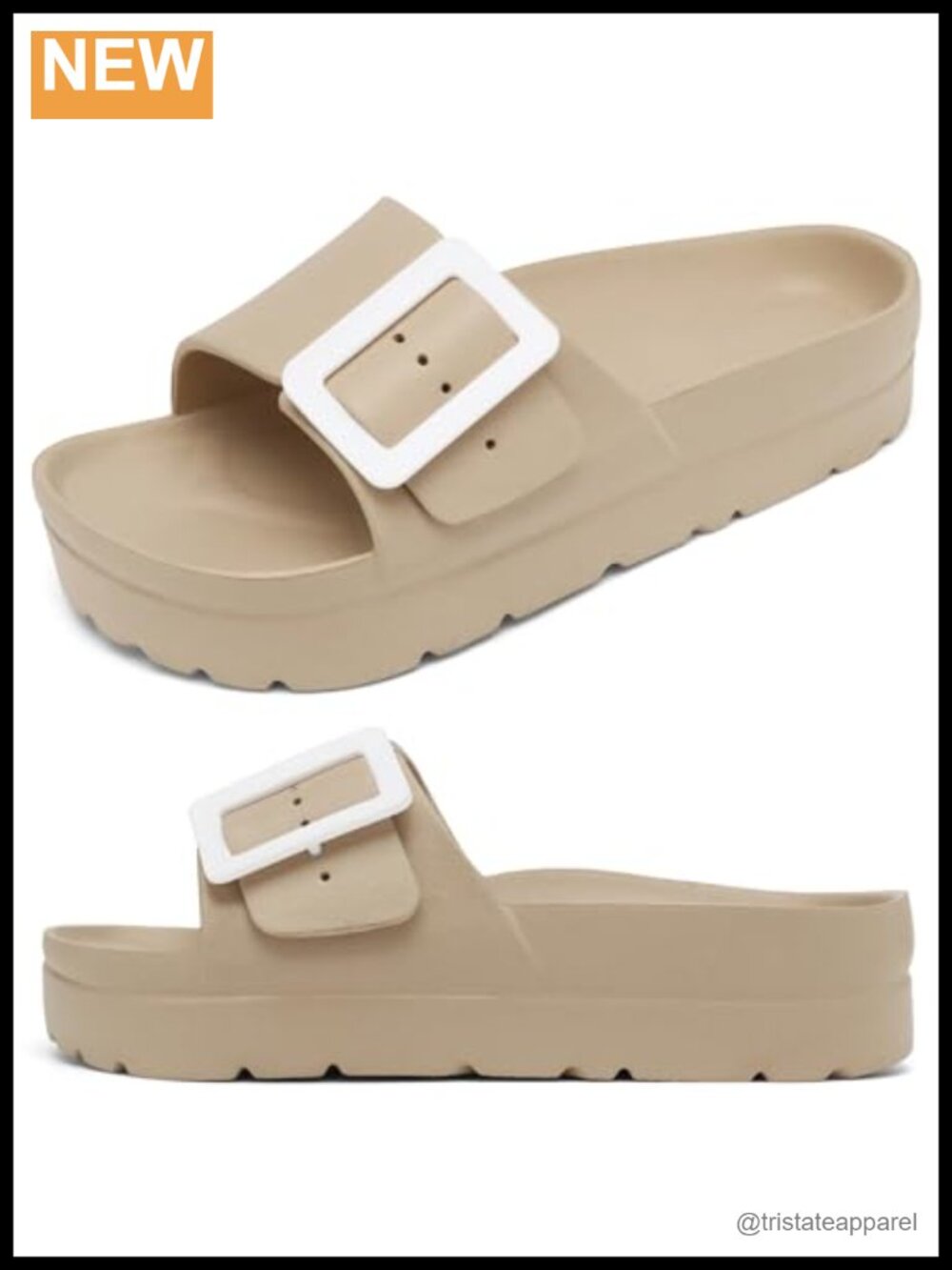 Womens Platform Slide Sandals Arch Support Adjustable Buckle Lightweight EVA